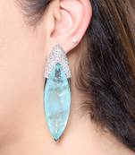 Aqua blue stone silver plated drop earrings