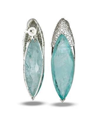 Aqua blue stone silver plated drop earrings 2