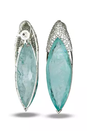 Aqua blue stone silver plated drop earrings