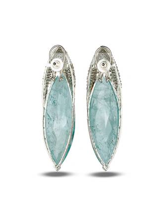 Aqua blue stone silver plated drop earrings 3