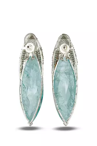 Aqua blue stone silver plated drop earrings