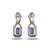 Purple stone silver plated drop earrings