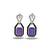 Purple stone silver plated drop earrings