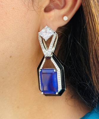 Purple stone silver plated drop earrings 4