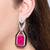 Pink stone silver plated drop earrings