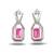 Pink stone silver plated drop earrings