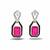 Pink stone silver plated drop earrings
