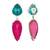 Ruby pink green stone silver plated teardrop earrings
