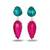 Ruby pink green stone silver plated teardrop earrings