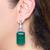 Emerald green stone silver plated drop earrings