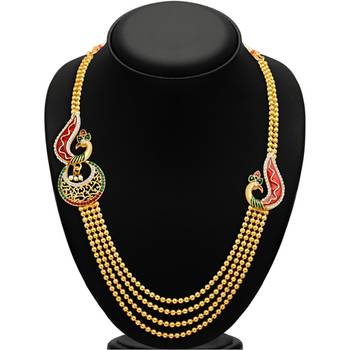 Glistening Peacock Four Strings Gold Plated Necklace Set 3