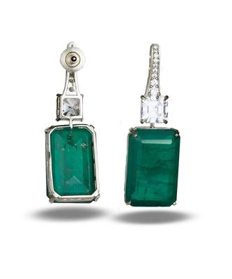 Emerald green stone silver plated drop earrings 2