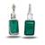 Emerald green stone silver plated drop earrings