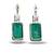 Emerald green stone silver plated drop earrings