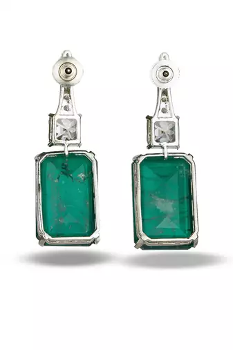 Emerald green stone silver plated drop earrings