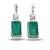 Emerald green stone silver plated drop earrings