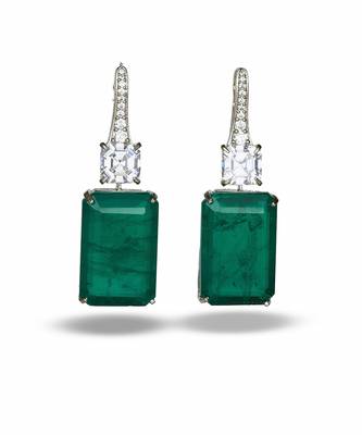 Emerald green stone silver plated drop earrings 5