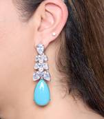 Aqua blue stone silver plated drop earrings