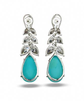 Aqua blue stone silver plated drop earrings 3