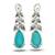 Aqua blue stone silver plated drop earrings