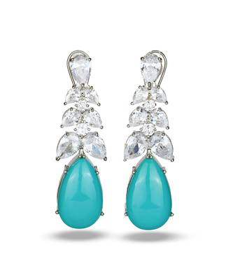 Aqua blue stone silver plated drop earrings 4