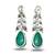 Emerald green stone silver plated drop earrings