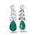 Emerald green stone silver plated drop earrings
