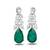 Emerald green stone silver plated drop earrings