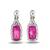 Ruby pink stone silver plated drop earrings