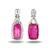 Ruby pink stone silver plated drop earrings