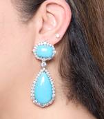 Turquoise Blue stone silver plated drop earrings