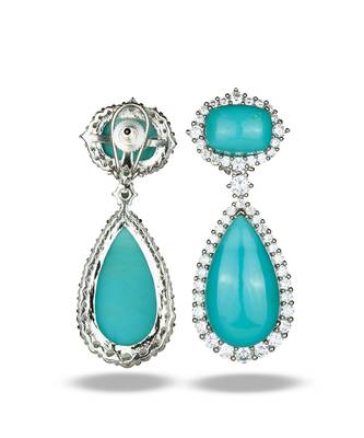 Turquoise Blue stone silver plated drop earrings 3
