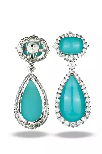 Turquoise Blue stone silver plated drop earrings