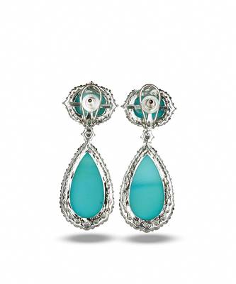Turquoise Blue stone silver plated drop earrings 4