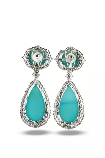 Turquoise Blue stone silver plated drop earrings