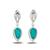 Aqua blue stone silver plated teardrop earrings