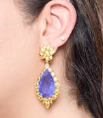 Gold plated deep blue chandelier earrings