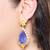 Gold plated deep blue chandelier earrings