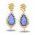 Gold plated deep blue chandelier earrings