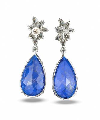 Sapphire blue silver plated teardrop drop earrings 2