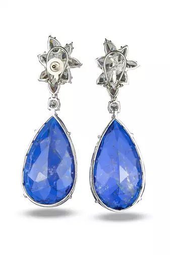 Sapphire blue silver plated teardrop drop earrings