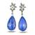 Sapphire blue silver plated teardrop drop earrings