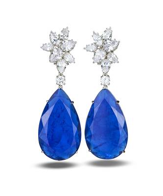 Sapphire blue silver plated teardrop drop earrings 3