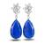 Sapphire blue silver plated teardrop drop earrings