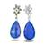 Sapphire blue silver plated teardrop drop earrings