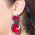 Coral red oval drop metallic earrings