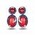 Coral red oval drop metallic earrings