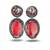 Coral red oval drop metallic earrings