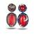 Coral red oval drop metallic earrings