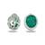 Green stone silver plated floral stud earrings
